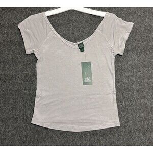 Wild Fable Women's Blouse Short Sleeve Ribbed Gray Small